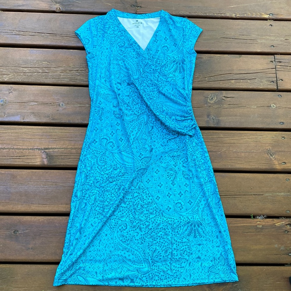 Athleta Blue Paisley Summer Dress